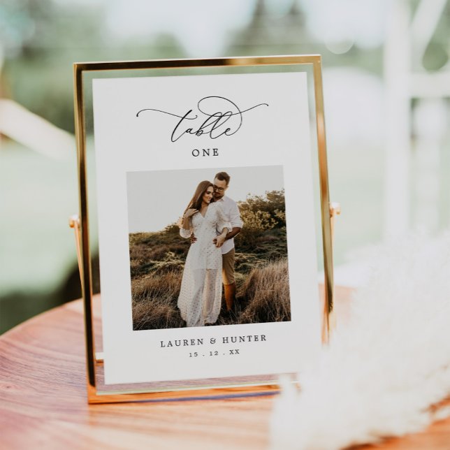 Elegant Calligraphy Script Photo Wedding  Table Number (Creator Uploaded)