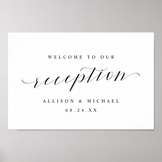 Elegant Calligraphy Script Reception Welcome Sign (Front)