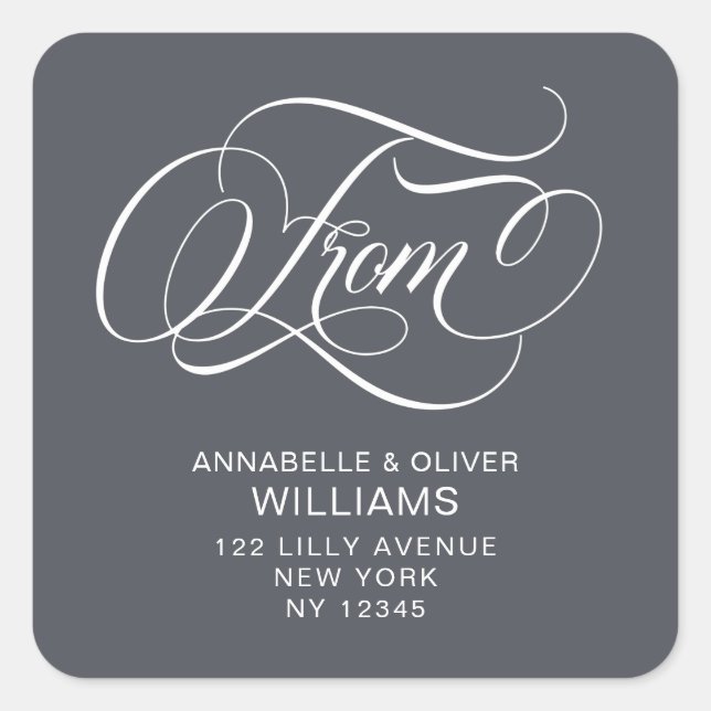 Elegant Calligraphy Script Return Address Labels (Front)
