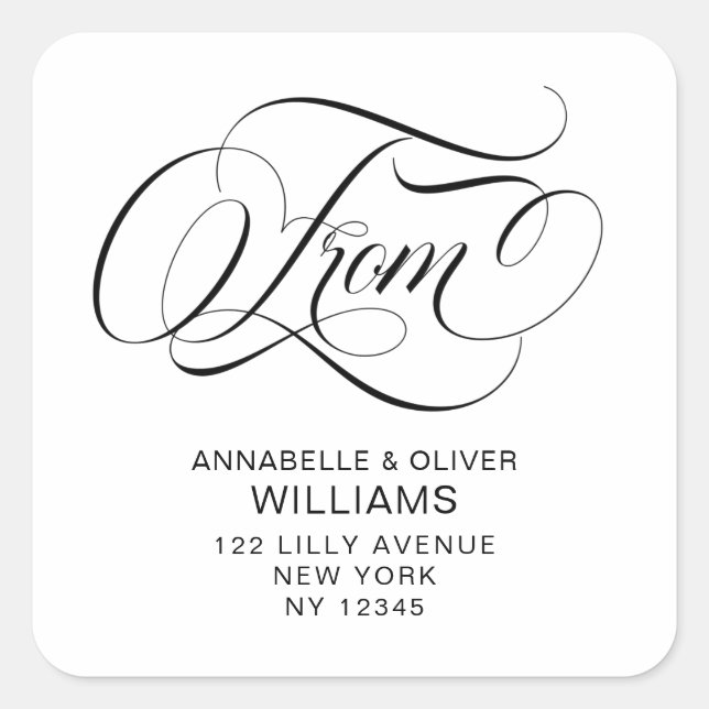 Elegant Calligraphy Script Return Address Labels (Front)