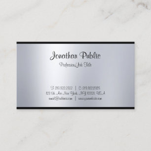 Elegant Calligraphy Script Silver Plain Modern Top Business Card
