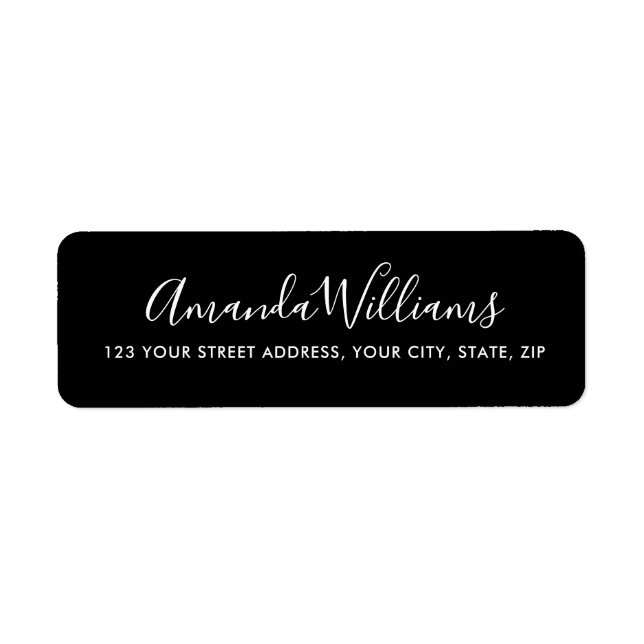 Elegant calligraphy script simple black address (Front)