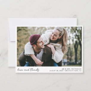 Elegant Calligraphy Script Simple Photo Wedding Thank You Card