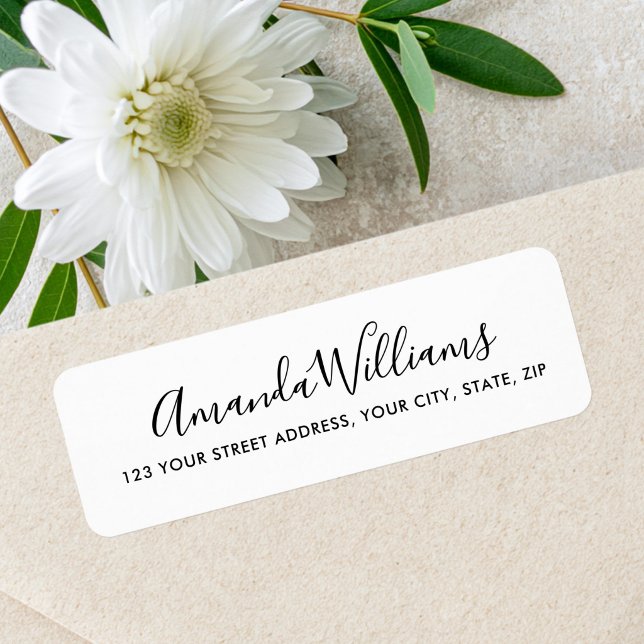 Elegant calligraphy script simple white address (Elegant calligraphy script simple white address label)