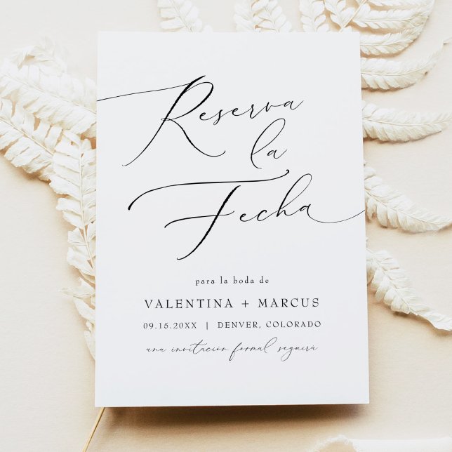 Elegant Calligraphy Script Spanish Save the Date Invitation (Creator Uploaded)