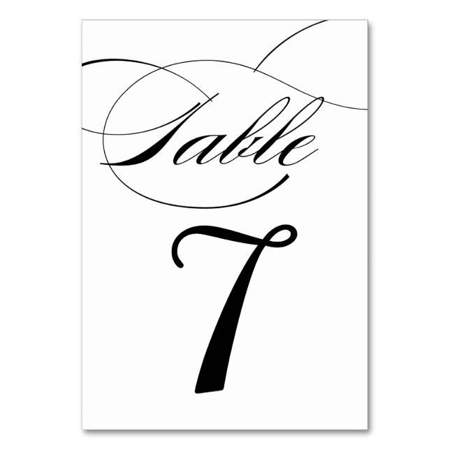 Elegant Calligraphy Script Table Numbers Card (Back)