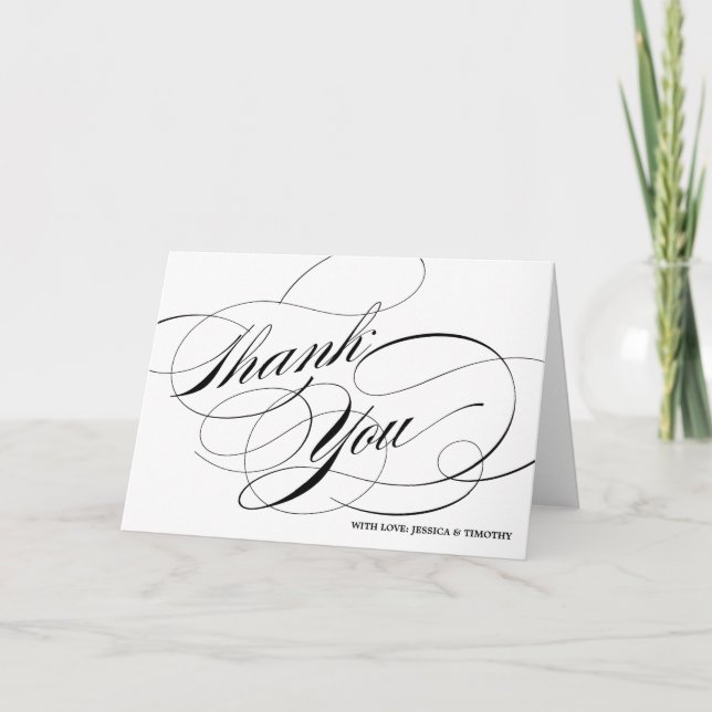 Elegant Calligraphy Script Thank You Card (Front)