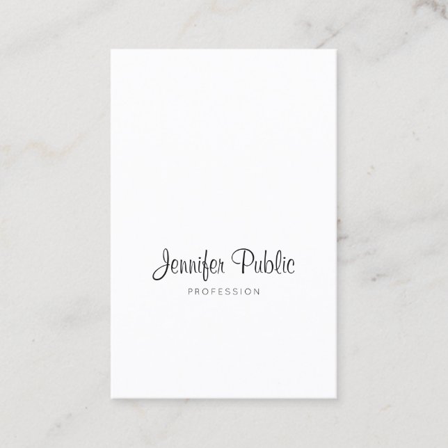 Elegant Calligraphy Script Trendy Sleek Plain Luxe Business Card (Front)