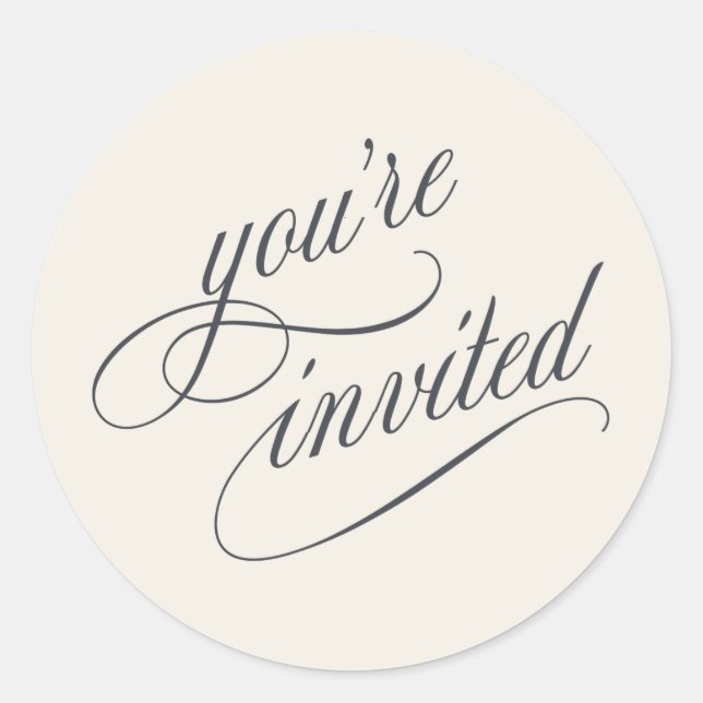 Elegant Calligraphy Script Typography Classic Round Sticker (Front)