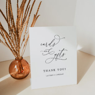 Elegant Calligraphy Script Wedding Cards & Gifts Pedestal Sign