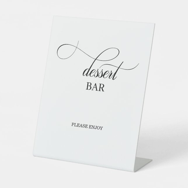 Elegant Calligraphy Script Wedding Dessert Bar Pedestal Sign (Front)