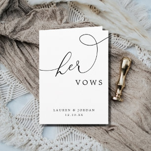 Elegant Calligraphy Script Wedding Her Vows Card