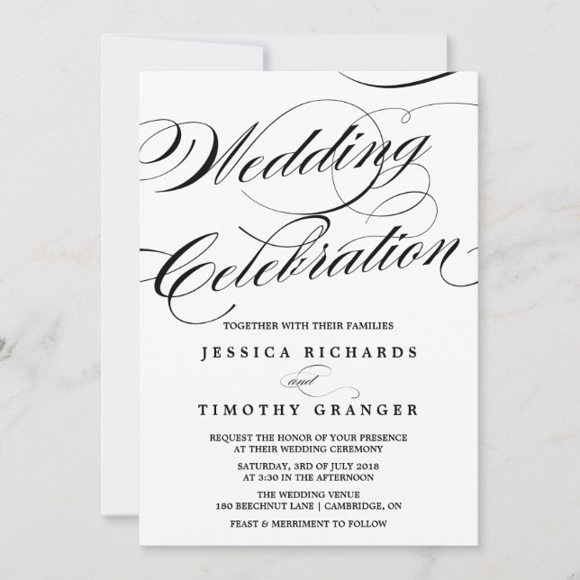 Elegant Calligraphy Script Wedding Invitation (Front)