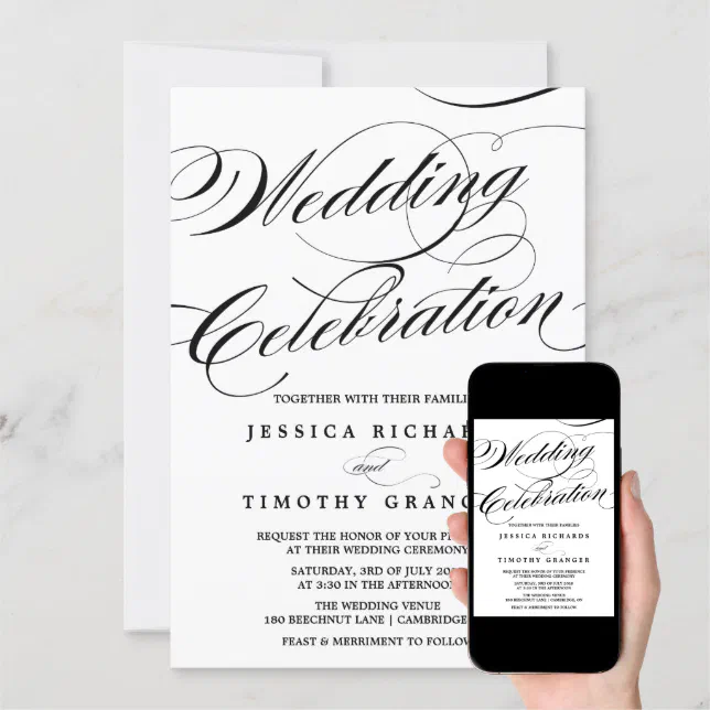 Elegant Calligraphy Script Wedding Invitation Zazzle