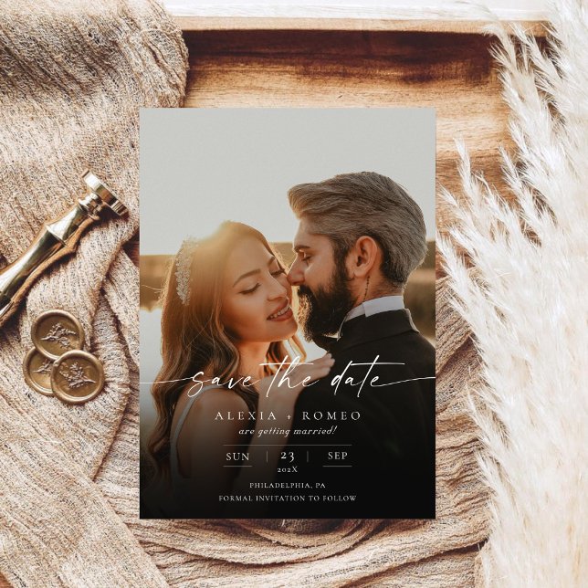 Elegant Calligraphy Script Wedding Monogram Save The Date (Creator Uploaded)