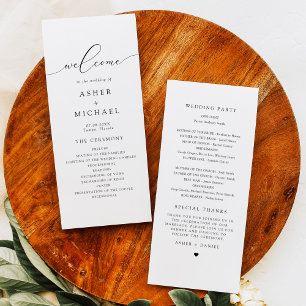 Elegant Calligraphy Script Wedding Program Menu