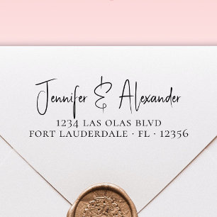 Elegant Calligraphy Script Wedding Return Address  Self-inking Stamp