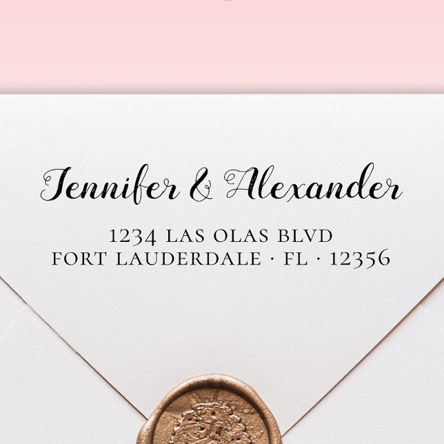 Elegant Calligraphy Script Wedding Return Address  Self-inking Stamp (Creator Uploaded)