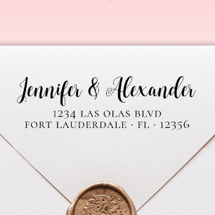 Elegant Calligraphy Script Wedding Return Address  Self-inking Stamp