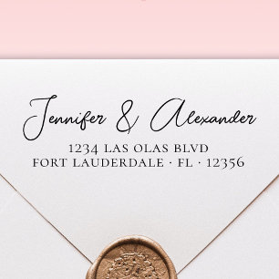 Elegant Calligraphy Script Wedding Return Address Self-inking Stamp