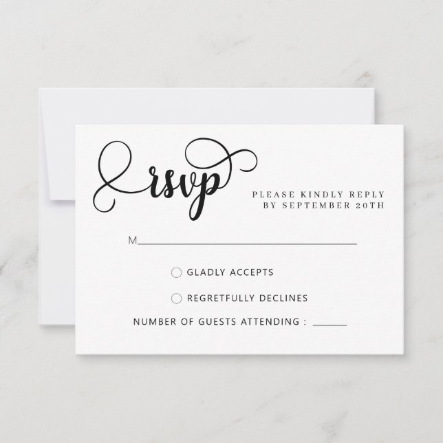 Elegant Calligraphy Script Wedding RSVP Cards (Front)