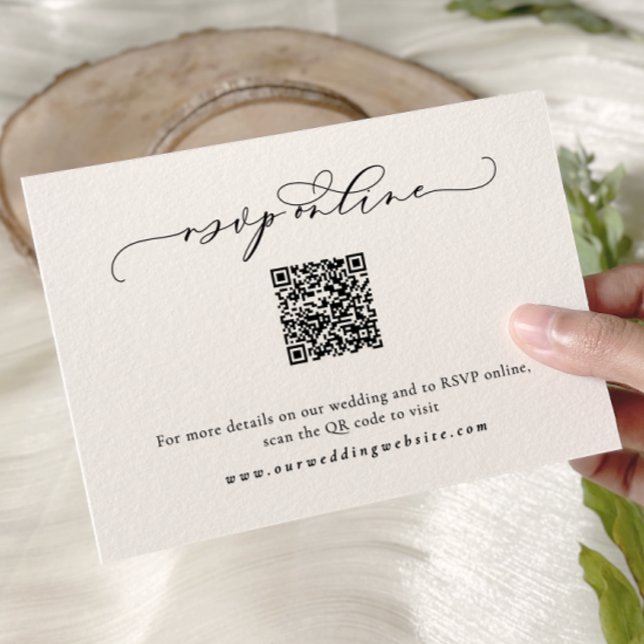 Elegant Calligraphy Script Wedding RSVP Online Enclosure Card (Creator Uploaded)
