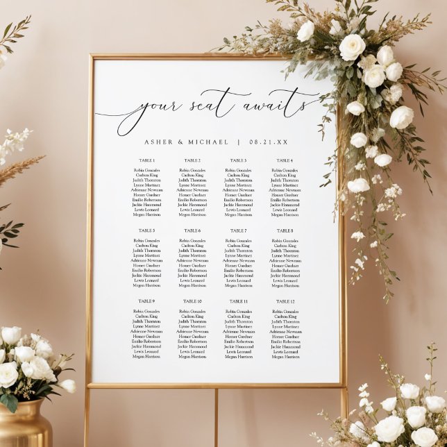 Elegant Calligraphy Script Wedding Seating Poster (Creator Uploaded)