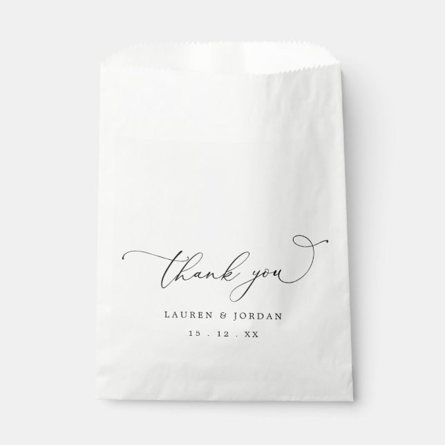 Elegant Calligraphy Script Wedding Thank You  Favour Bags (Front)