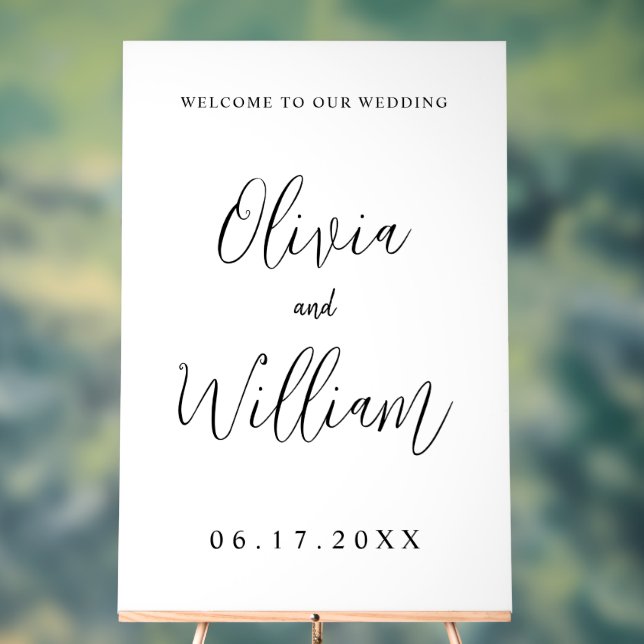 Elegant Calligraphy Script Wedding Welcome Acrylic Sign (Neutral)