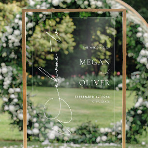 Elegant Calligraphy Script Wedding Welcome Acrylic Sign