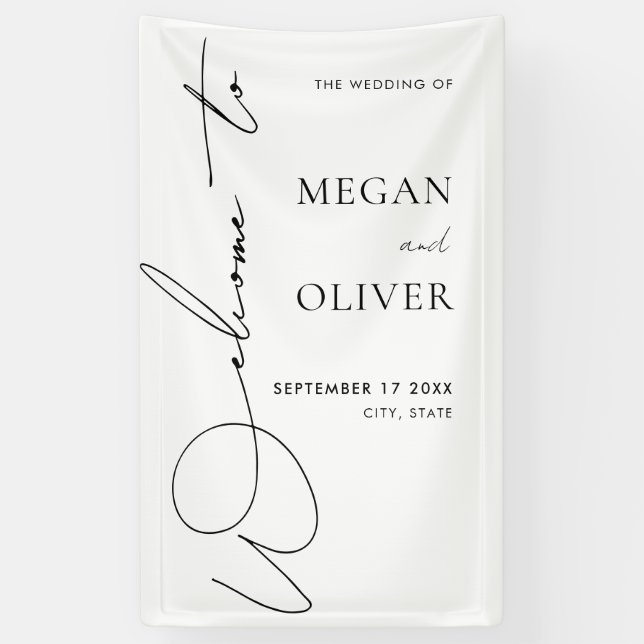 Elegant Calligraphy Script Wedding Welcome Banner (Vertical)