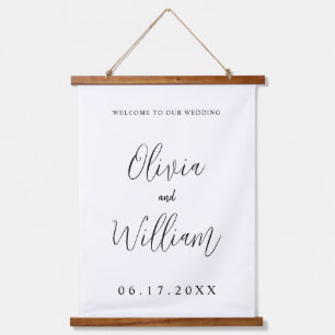 Elegant Calligraphy Script Wedding Welcome Hanging Tapestry