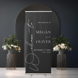 Elegant Calligraphy Script Wedding Welcome Retractable Banner
