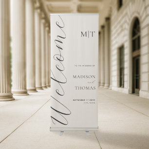 Elegant Calligraphy Script Wedding Welcome Retractable Banner