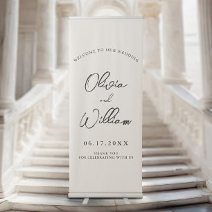 Elegant Calligraphy Script Wedding Welcome Retractable Banner