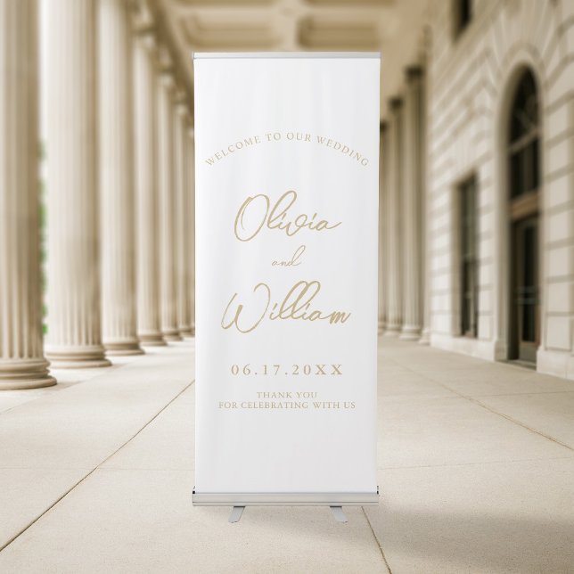 Elegant Calligraphy Script Wedding Welcome Retractable Banner (Creator Uploaded)