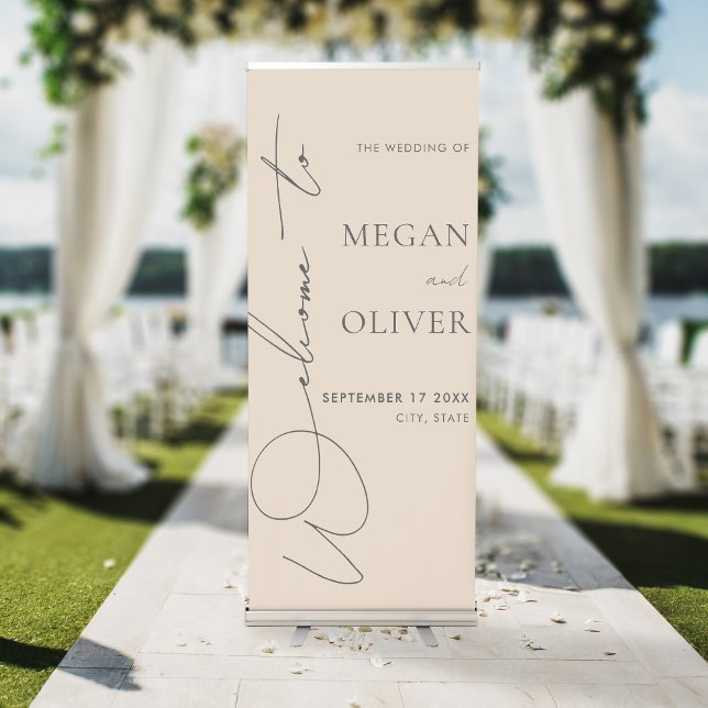 Elegant Calligraphy Script Wedding Welcome Retractable Banner (Creator Uploaded)