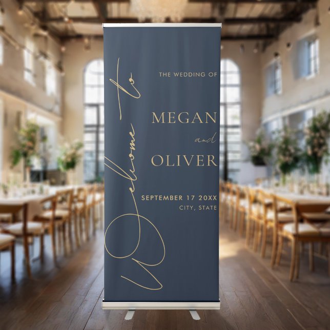 Elegant Calligraphy Script Wedding Welcome Retractable Banner (Creator Uploaded)