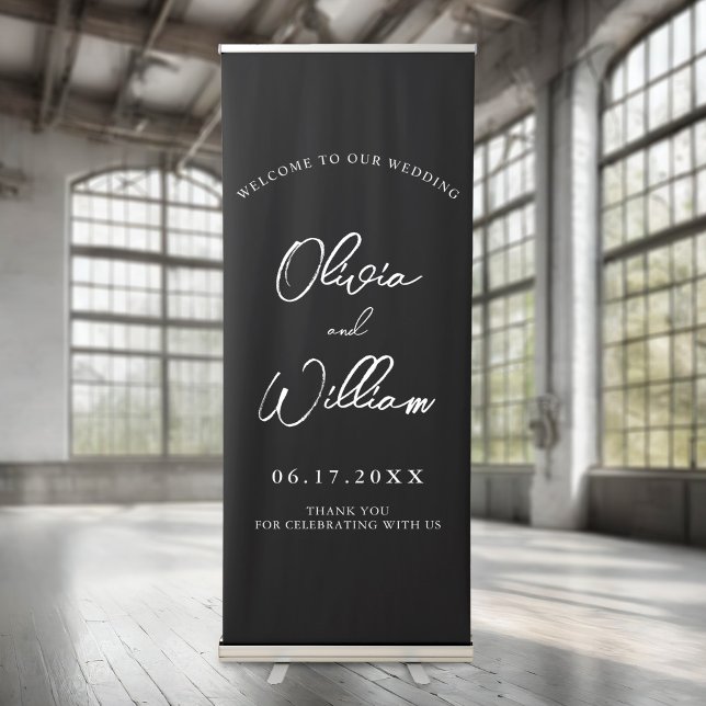 Elegant Calligraphy Script Wedding Welcome Retractable Banner (Creator Uploaded)