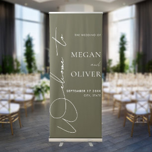 Elegant Calligraphy Script Wedding Welcome Retractable Banner