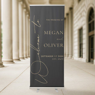 Elegant Calligraphy Script Wedding Welcome Retractable Banner
