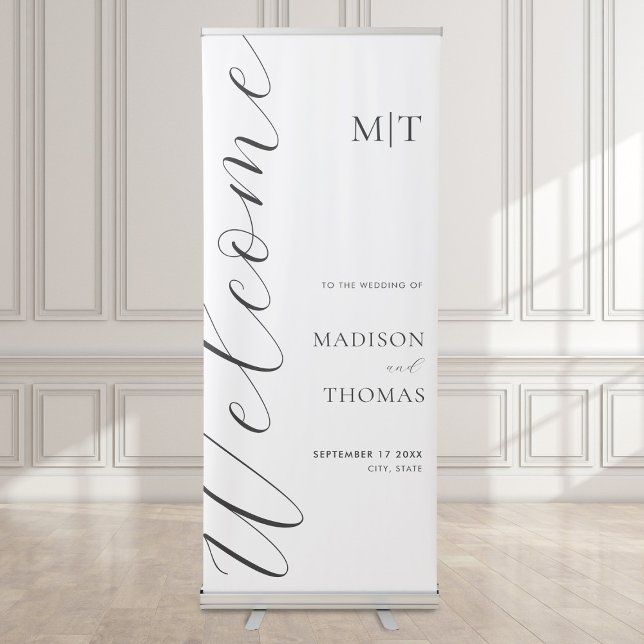 Elegant Calligraphy Script Wedding Welcome Retractable Banner (Creator Uploaded)