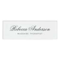 Elegant calligraphy script white marble address