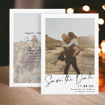 Elegant calligraphy simple 2 photos save the date<br><div class="desc">Elegant script calligraphy simple 2 photos black and white wedding save the date.</div>