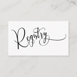 Elegant Calligraphy Simple Black & White Registry Enclosure Card