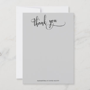 Elegant Calligraphy Simple Grey Thank You Card