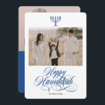 Elegant calligraphy simple Hanukkah family photo H Holiday Card<br><div class="desc">Elegant calligraphy simple Hanukkah family photo Holiday Card</div>