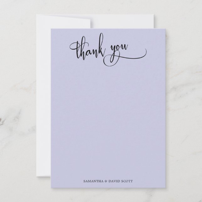 Elegant Calligraphy Simple Lavender Thank You (Front)