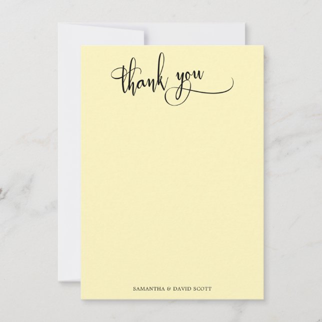 Elegant Calligraphy Simple Light Yellow Thank You (Front)