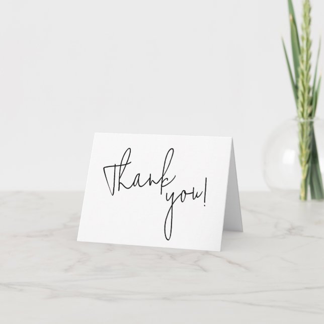 Elegant Calligraphy Simple Minimalist Wedding  Thank You Card (Front)